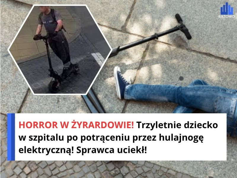 HORROR W ŻYRARDOWIE! Trzyletnie dziecko w szpitalu po potrąceniu przez hulajnogę elektryczną! Sprawca uciekł!